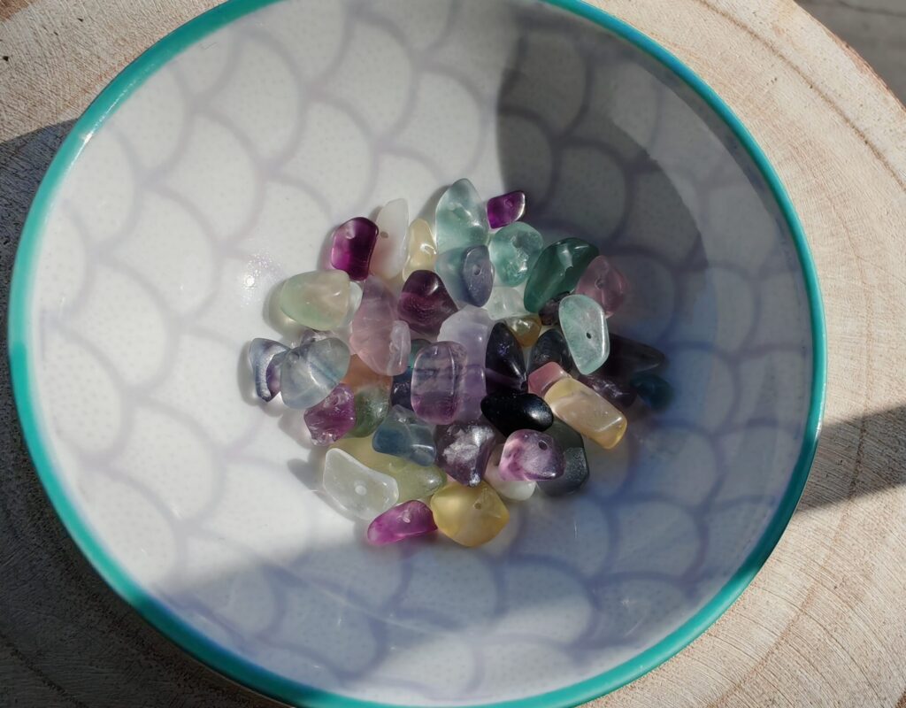 perline orecchini fluorite